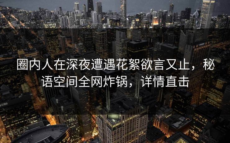 圈内人在深夜遭遇花絮欲言又止，秘语空间全网炸锅，详情直击