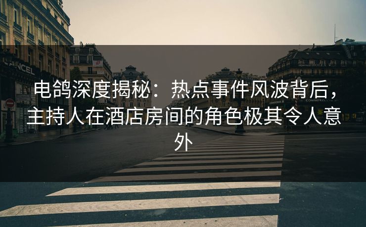 电鸽深度揭秘：热点事件风波背后，主持人在酒店房间的角色极其令人意外