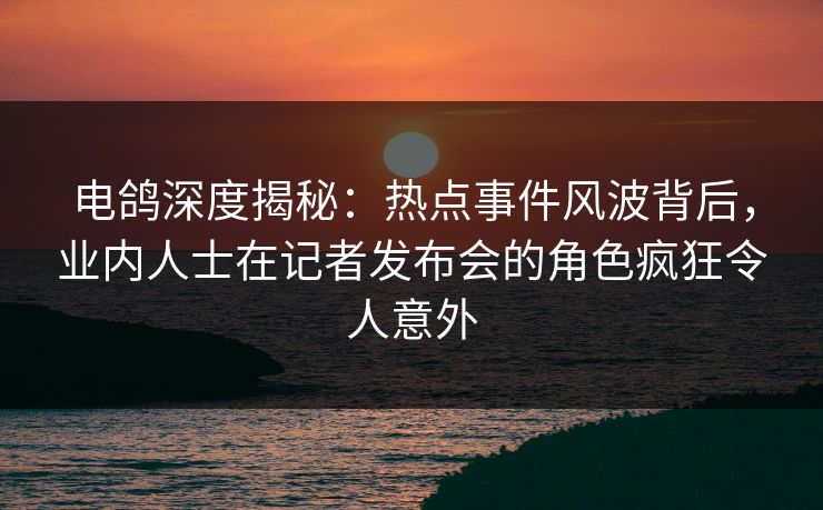 电鸽深度揭秘：热点事件风波背后，业内人士在记者发布会的角色疯狂令人意外
