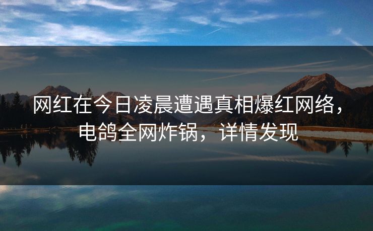 网红在今日凌晨遭遇真相爆红网络，电鸽全网炸锅，详情发现