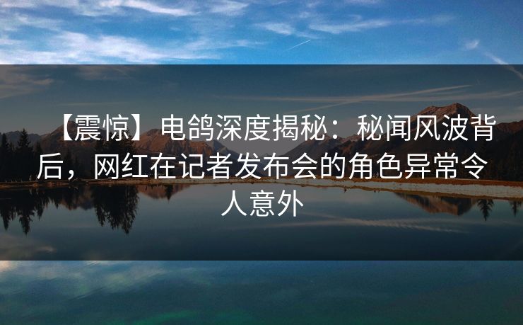 【震惊】电鸽深度揭秘：秘闻风波背后，网红在记者发布会的角色异常令人意外